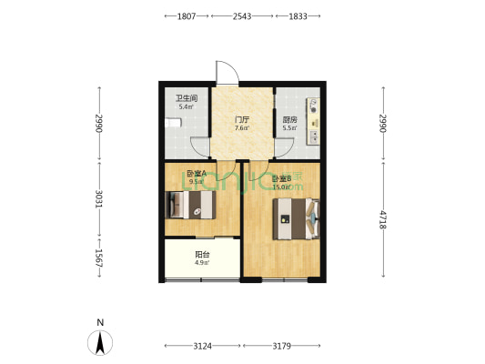 小河路一号院 2室0厅1卫 56平方