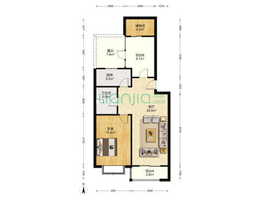 金田公寓 1室1厅1卫 73平方