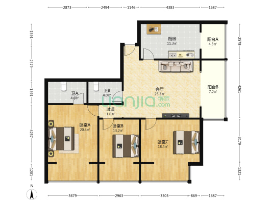 松花江·尚 3室1厅2卫 130平方