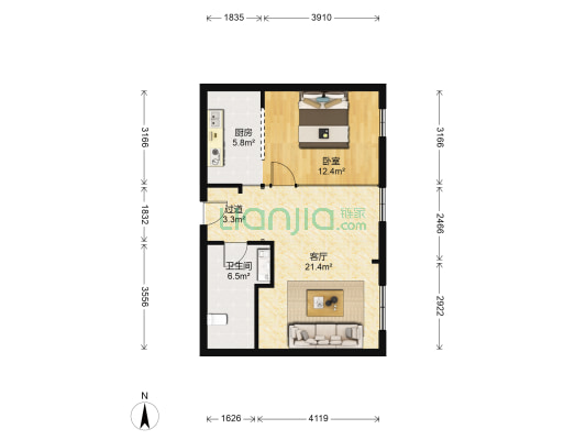 华林广场 1室1厅1卫 70平方