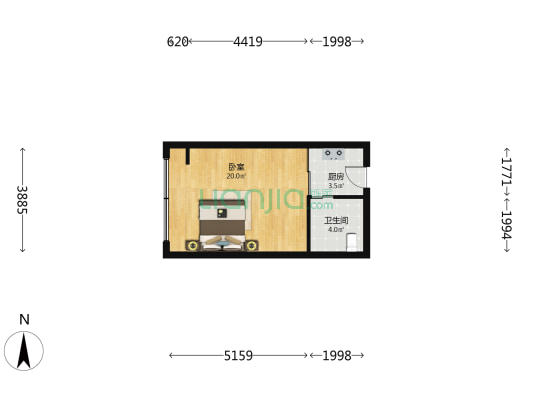 颐高电商园 1室0厅1卫 44平方