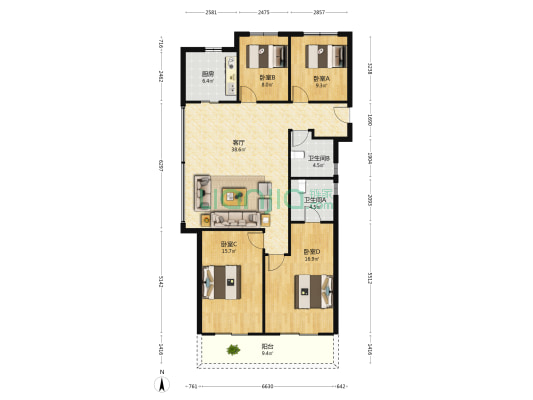 滨江钱江翠语彩虹里 4室1厅2卫 139平方