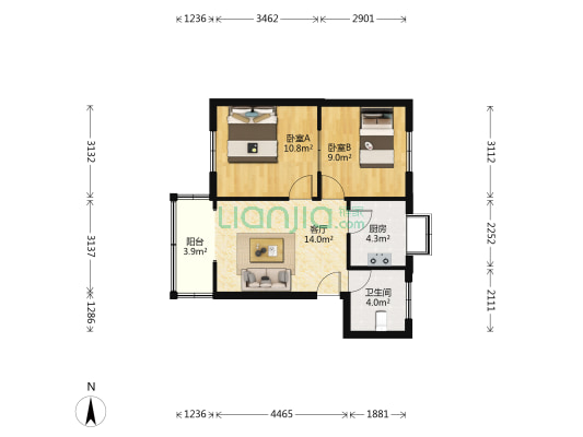 东明路北171号 2室1厅1卫 58平方