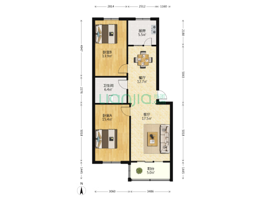 宏基阳光鑫苑 2室2厅1卫 99平方