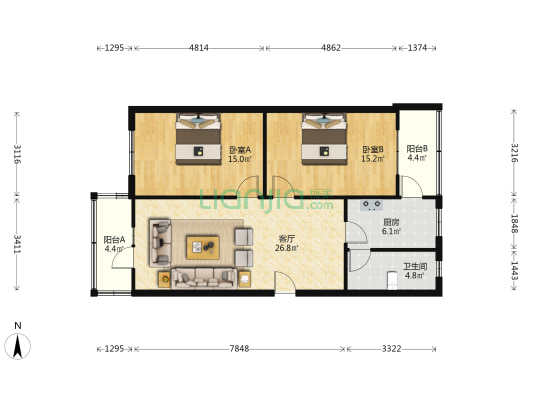 崇义桥街 2室1厅1卫 91平方