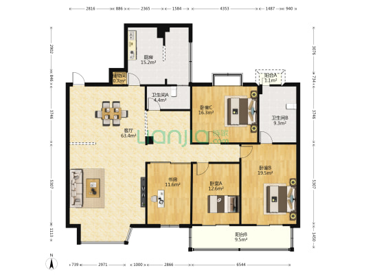 盛隆街3号 4室1厅2卫 164平方
