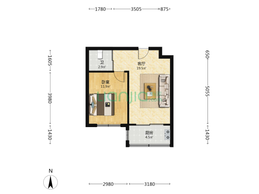 金色佳圆 1室1厅1卫 50平方