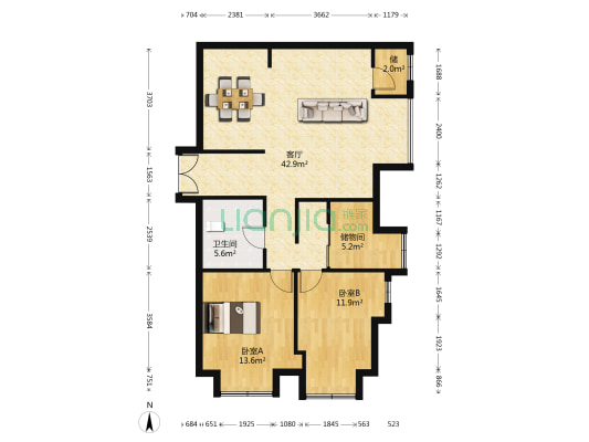 嘉都茂晟公馆 2室1厅1卫 122平方
