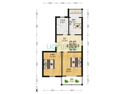 新海通花园 2室1厅1卫 79平方