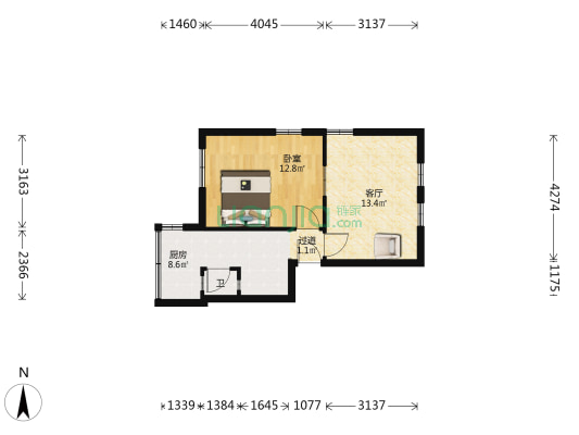 白鹤岭 1室1厅1卫 46平方