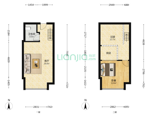 云上5号 1室1厅1卫 50平方