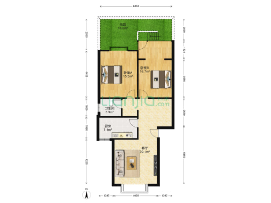 金南园 2室1厅1卫 86平方