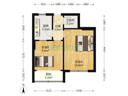 抚顺路21号小区 2室0厅1卫 45平方