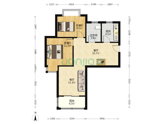 十张新村 2室2厅1卫 81平方