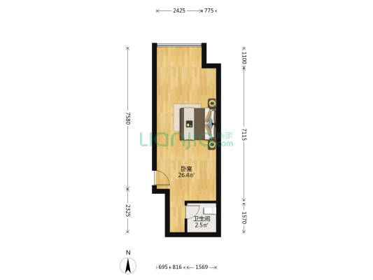 w公馆 1室0厅1卫 42平方