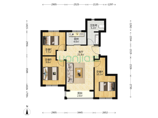 金科集美郡一期 3室1厅1卫 89平方