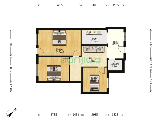 岷阳巷45号 3室1厅1卫 79平方