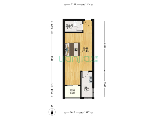 紫宸公寓 1室0厅1卫 44平方