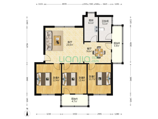 西一里小区 3室2厅1卫 103平方