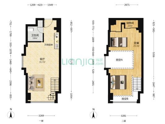绿地环球文化金融城 1室1厅1卫 60平方