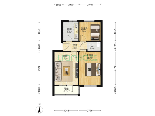 西固百货公司家属院 2室1厅1卫 51平方