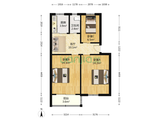 小王府巷 3室1厅1卫 68平方