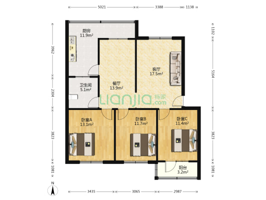 教委住宅 3室2厅1卫 108平方