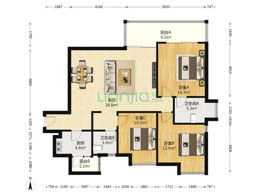 花样年花郡 3室1厅2卫 111平方