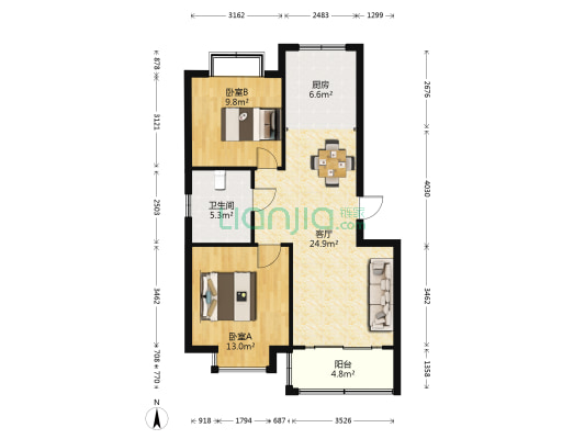 二环东路618号 2室1厅1卫 92平方