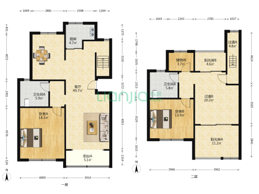 秀泾苑北区 2室1厅2卫 158平方
