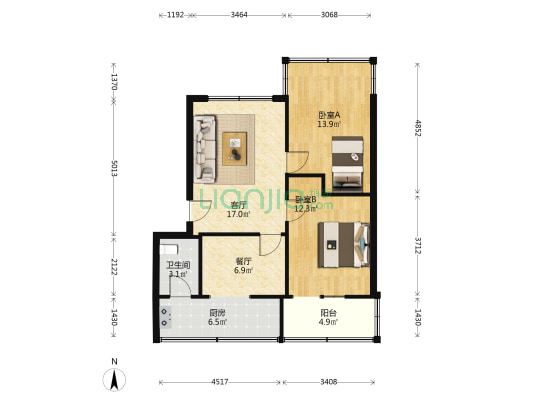 建设路67号 2室2厅1卫 71平方