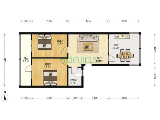 省人事厅家属院(金昌南路) 2室1厅1卫 98平方