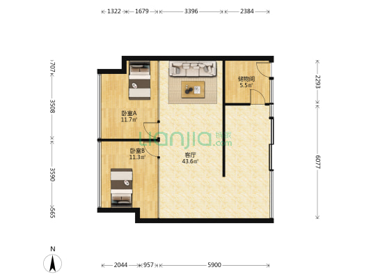 长沙华创国际广场 2室1厅0卫 57平方