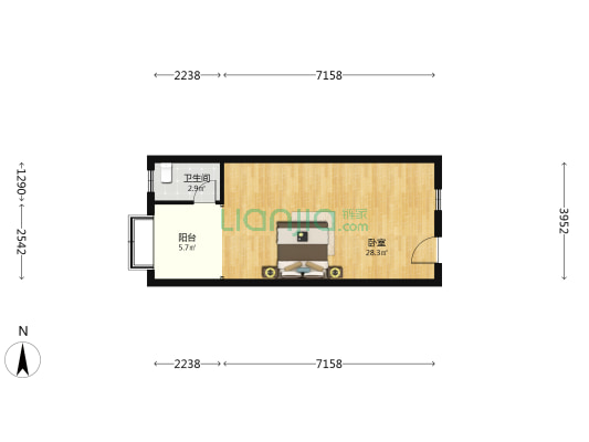 长兴大厦 1室0厅1卫 54平方