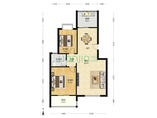 馨苑新世纪 2室1厅1卫 100平方