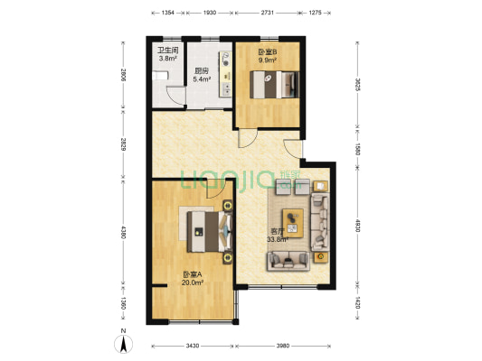 安装公司家属院3期 2室1厅1卫 88平方