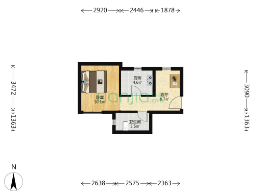 中海首钢长安云尚 1室1厅1卫 40平方
