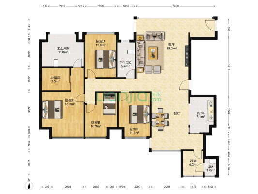 未来方舟F9组团 4室1厅3卫 196平方