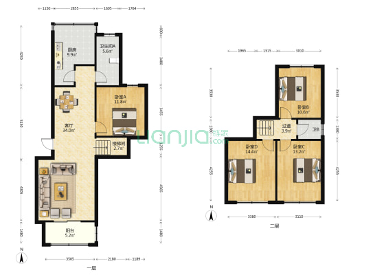外贸家属院解放路四巷 4室1厅2卫 133平方