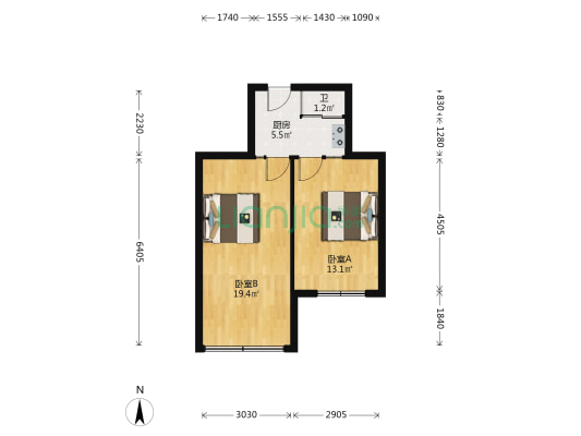 创造街（胜利桥北商圈） 2室0厅1卫 48平方