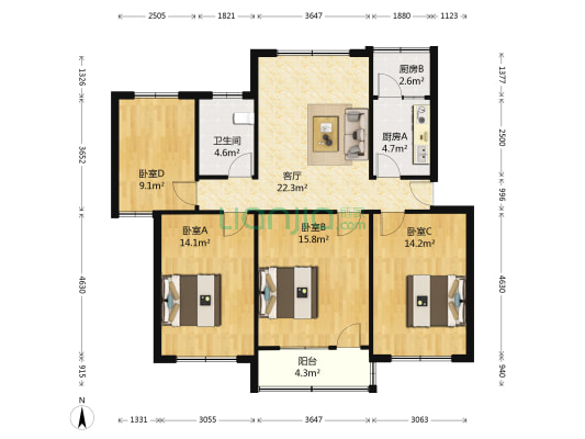 中牟烟草公司家属生活区 4室1厅1卫 112平方