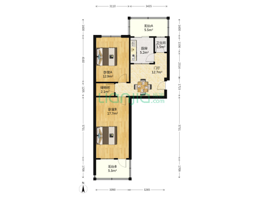 凤凰山路20号 2室0厅1卫 75平方