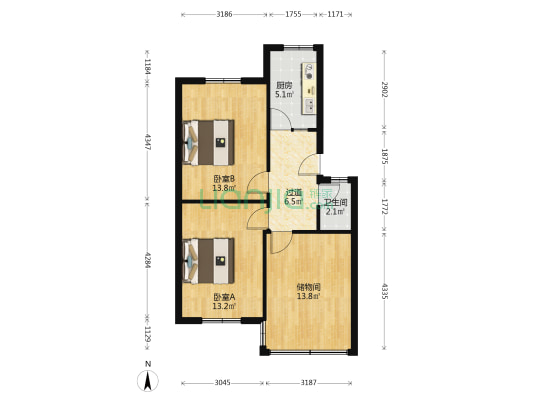 建设南街14号 2室0厅1卫 64平方