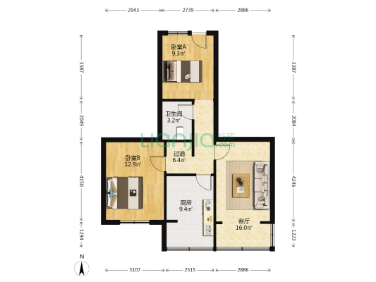 兰州塑料厂家属院 2室1厅1卫 62平方
