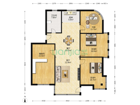 西子三水公寓 3室2厅1卫 150平方