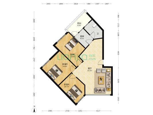 珠华楼 3室1厅1卫 89平方