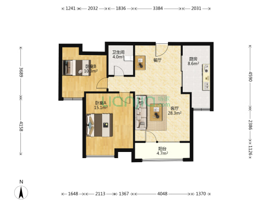 豪泰颐和花园 2室1厅1卫 94平方