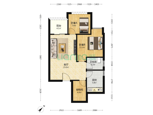 景典郦景蓝湾 2室1厅1卫 71平方