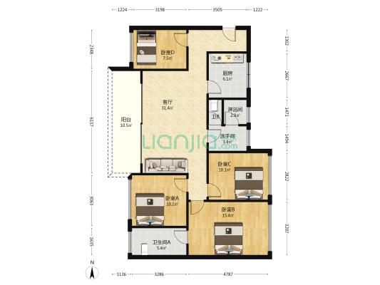 宏发万悦山二期 4室1厅4卫 118平方