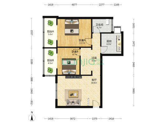 复兴村农业局 2室1厅1卫 80平方